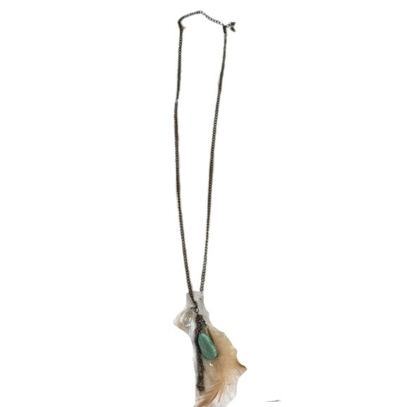 Francesca's Collections Jewelry - Feather Turquoise Pendant